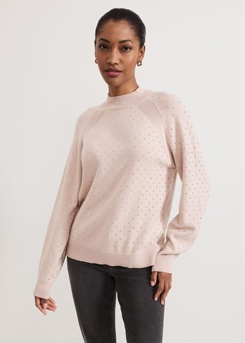 Phase Eight Tala Hotfix Knitwear Pink USA | 9512704-KP